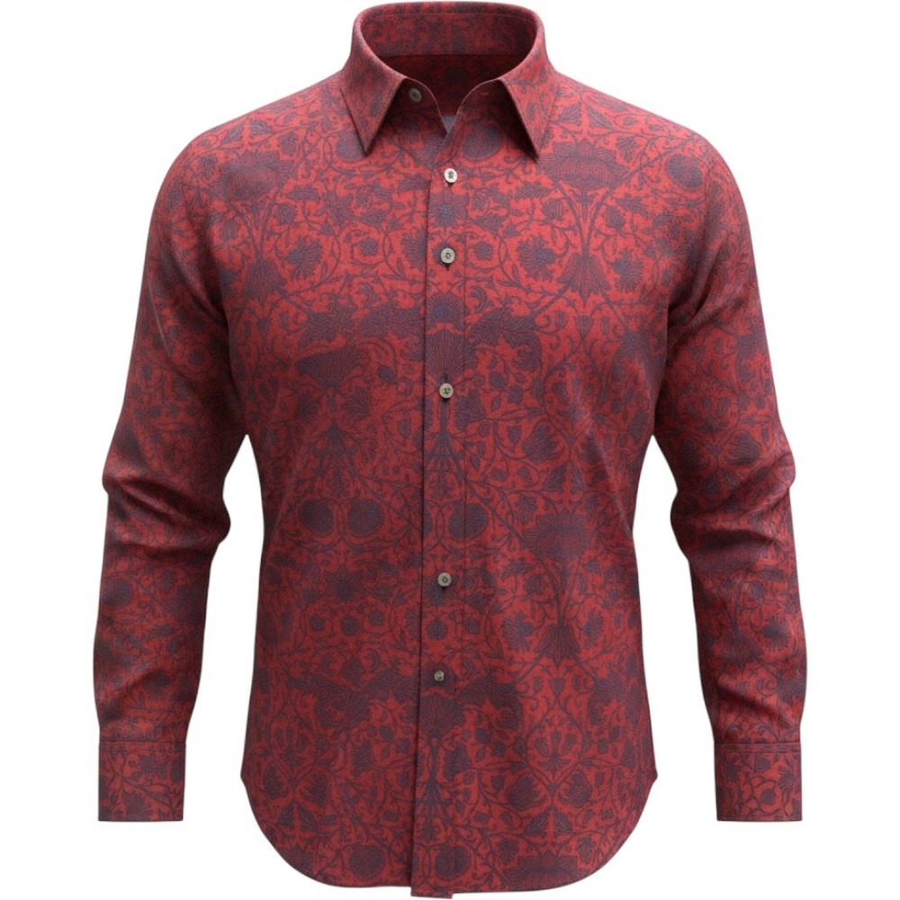 Georg Roth Los Angeles Mens XL Red Purple Floral Button Down Shirt Vintage